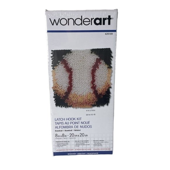 WonderArt Office Wonderart Baseball Latch Hook Beginner Kit Sealed Craft 8x8 42699 Sports